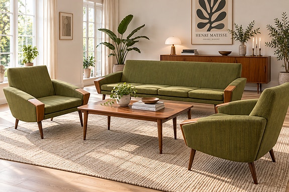 Vintage sofagruppe teak armlæne og ben