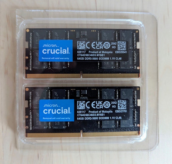 Crucial DDR5-5600 SODIMM 128GB (2x64GB) Laptop RAM Kit - Like New