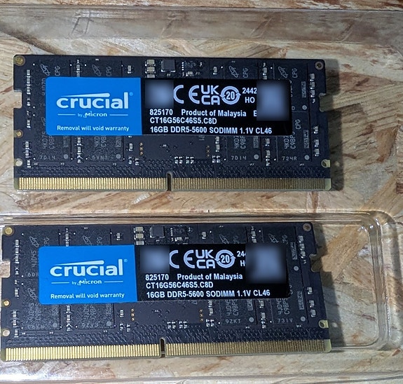 Crucial 32GB DDR5-5600 SODIMM (2 × 16GB moduler) | DBA