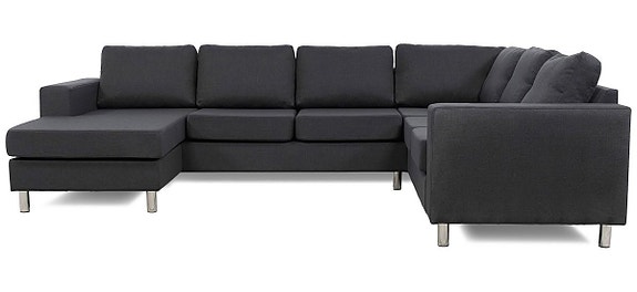 Hjørnesofa Laura med venstrevendt chaiselong - grå