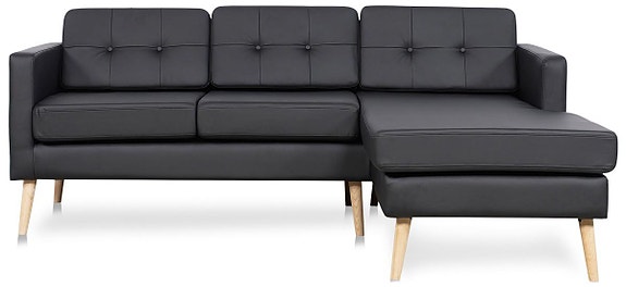 Chaiselongsofa Novelty højrevendt - sort tekstillæder