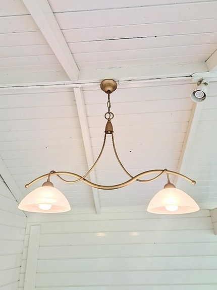 Dubbele biljartlamp - bibliotheeklamp - Hængende lampe - metaal, glas