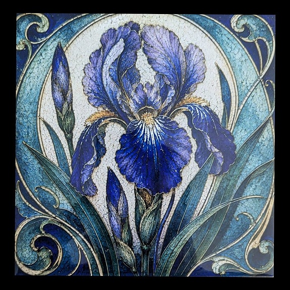 Galerie Teejo - TEEJO - ART TILES – ART NOUVEAU - FLOWER - Céramique brilant