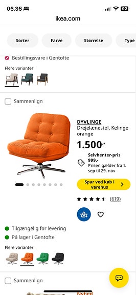 Helt ny Dyvlinge drejestol fra ikea