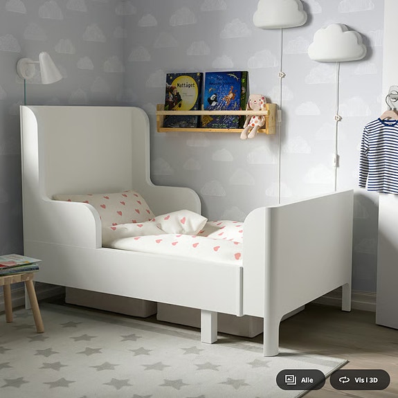 BUSUNGE Udtræksseng med NATTSMYG Skummadras 80x200 cm fra IKEA