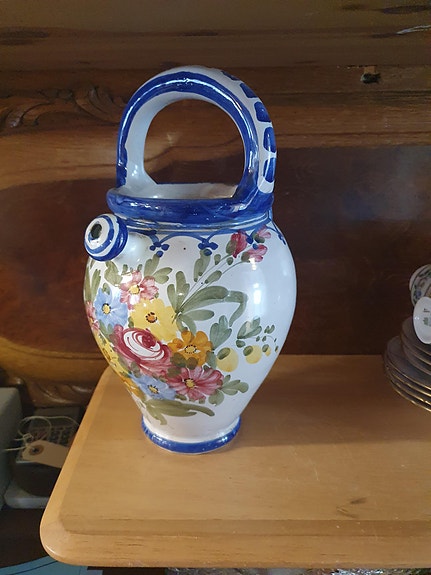 Stor vintage italiensk keramikkande / vase – Håndmalet (28 cm)