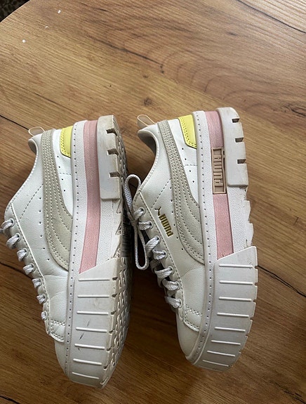 Puma sneakers str 38 hvid med rosa og gul