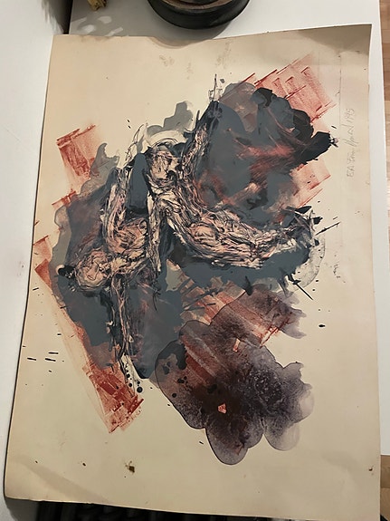 Abstrakt kunstplakat / litografi fra 1995
