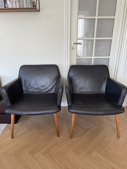 2 Bolia C3 lænestole i mørkebrunt læder