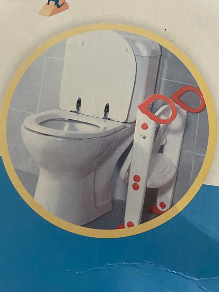 Toilettræner med trappe til børn – rød/blå