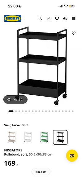 IKEA NISSAFORS rullebord i sort