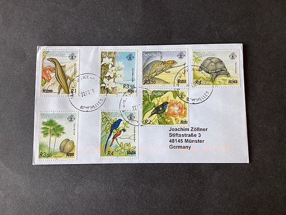 Seychellerne brev komplet sæt vilde dyr, fugle, Blomster