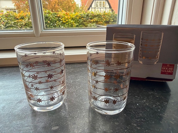 Holmegaard snapseglas med gulddetaljer - Crystal Christmas