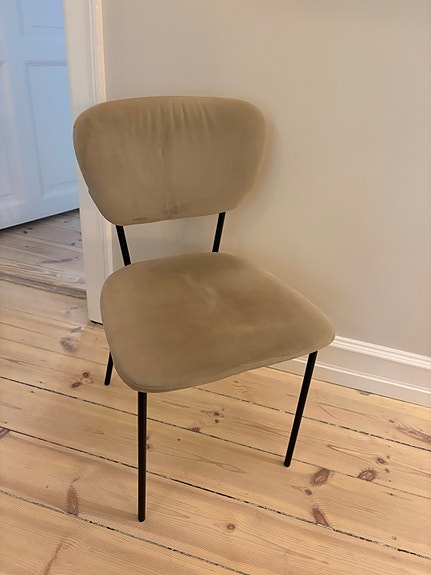 Spisebordsstole beige / sandfarvet velour (4 stk.)
