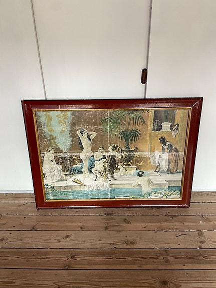 Vintage kunstværk - lærredstryk af Niccolò Cecconi’s “Pompeian Bath”