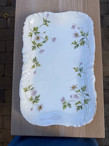 Rosenthal porcelænsfad 26x40 med blomstermotiv