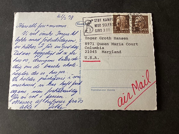 Danmark postkort luftpost til USA