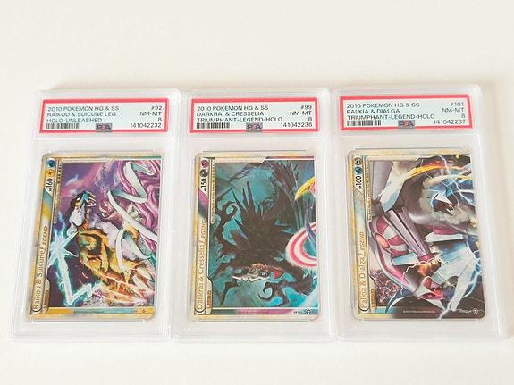 PSA 8 Pokémon LEGEND-kort – HGSS Triumphant & Unleashed (Samlet sæt)