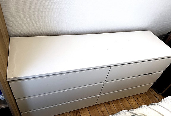 IKEA MALM kommode med 6 skuffer i hvid - 160 x 48 x 78 cm (B x D x H)