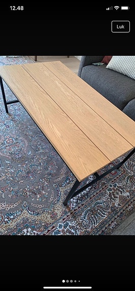Træ bord bed sort metal ben fra jysk