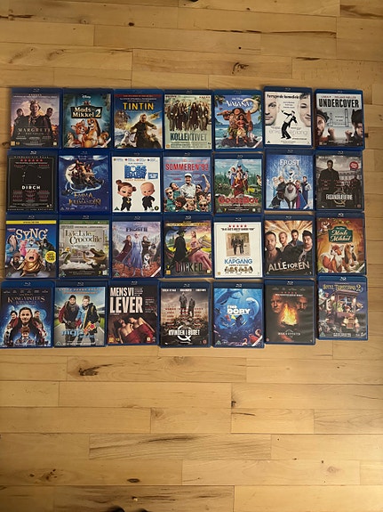 Blandet samling børnefilm på Blu Ray film