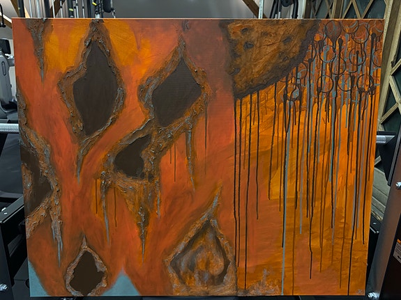 Stort håndmalet abstrakt maleri – 100 × 80 cm